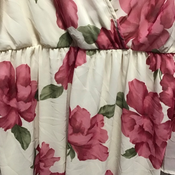 PinkBlush Cream V-Neck Dress - Picture 2 of 6